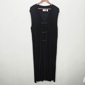 Chicos Travelers Longline Duster Vest 3 XL Frog Closure V-Neck Sleeveless Slinky